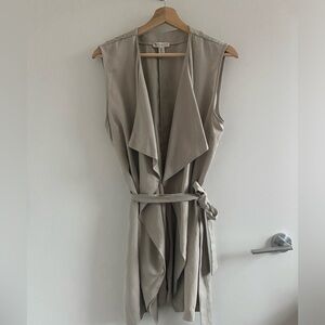 Eliane Rose 100% Tancel Draped Collar Vest Front Belted Top Size L